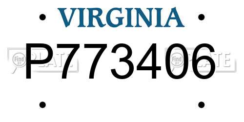 P773406 Virginia License Plate