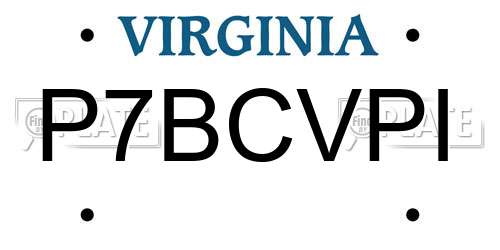 P7BCVPI Virginia License Plate