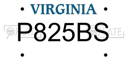 P825BS Virginia License Plate