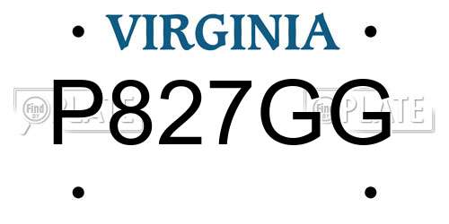 P827GG Virginia License Plate