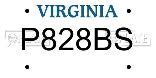 P828BS Virginia License Plate