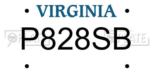 P828SB Virginia License Plate
