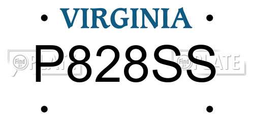 P828SS Virginia License Plate