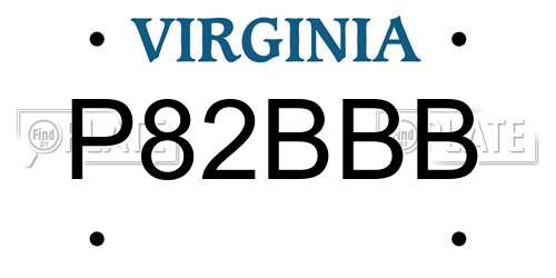 P82BBB Virginia License Plate