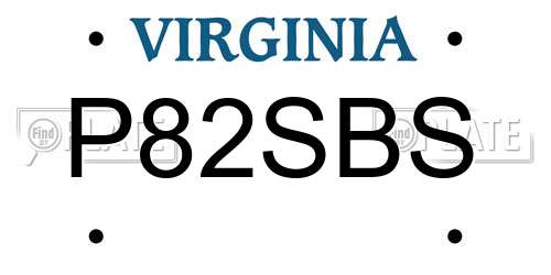 P82SBS Virginia License Plate