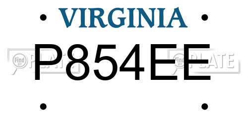 P854EE Virginia License Plate