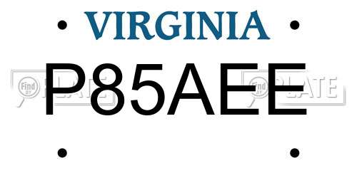 P85AEE Virginia License Plate