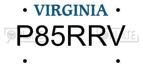 P85RRV Virginia License Plate