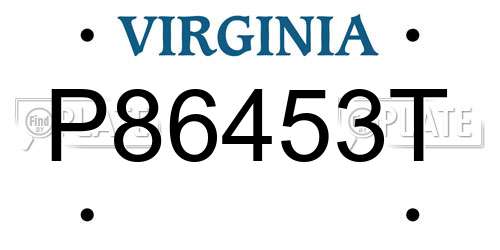 P86453T Virginia License Plate