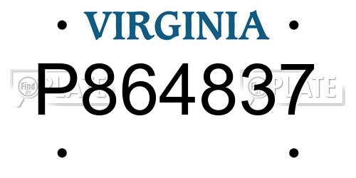 P864837 Virginia License Plate