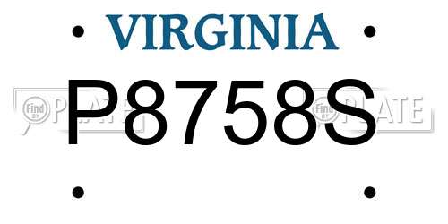 P8758S Virginia License Plate