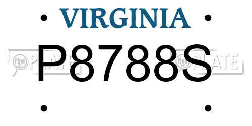 P8788S Virginia License Plate