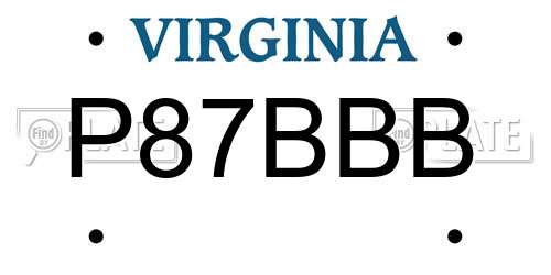 P87BBB Virginia License Plate