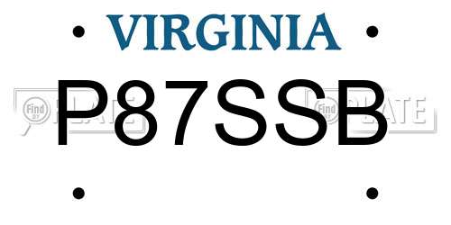 P87SSB Virginia License Plate