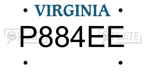 P884EE Virginia License Plate