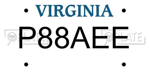 P88AEE Virginia License Plate