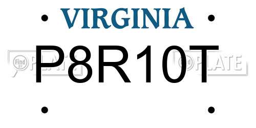 P8R10T Virginia License Plate