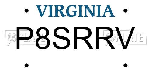 P8SRRV Virginia License Plate