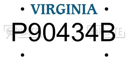 P90434B Virginia License Plate