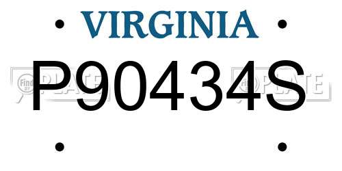 P90434S Virginia License Plate