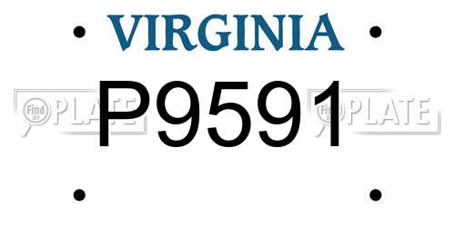 P9591 Virginia License Plate
