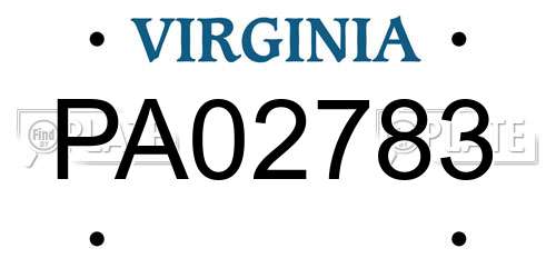 PA02783 Virginia License Plate