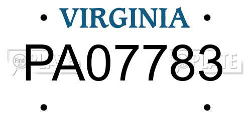 PA07783 Virginia License Plate