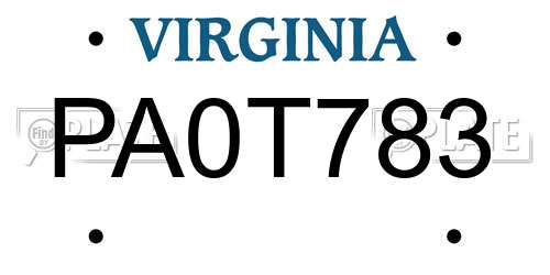 PA0T783 Virginia License Plate