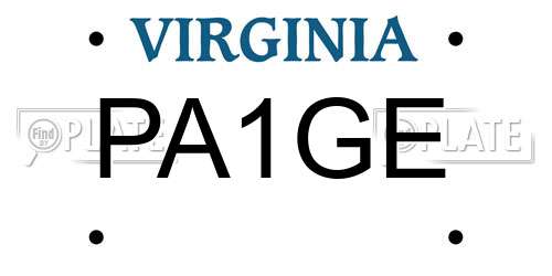 PA1GE Virginia License Plate