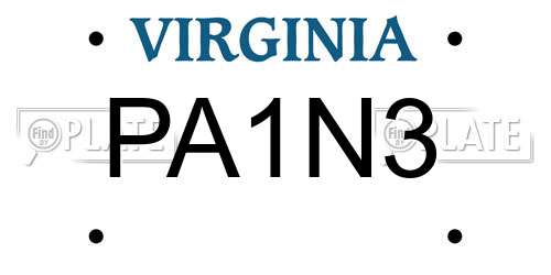 PA1N3 Virginia License Plate