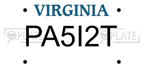 PA5I2T Virginia License Plate