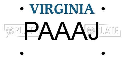 PAAAJ Virginia License Plate