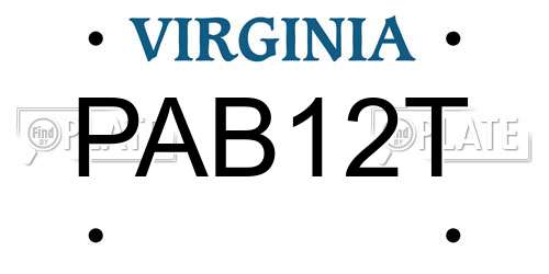 PAB12T Virginia License Plate