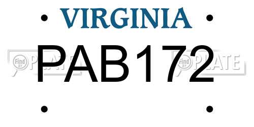 PAB172 Virginia License Plate