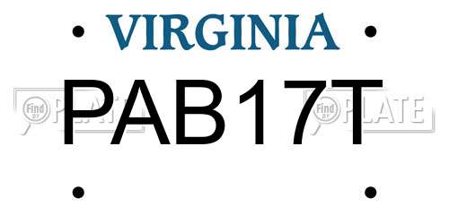 PAB17T Virginia License Plate