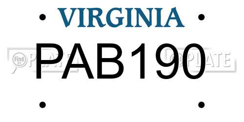 PAB190 Virginia License Plate