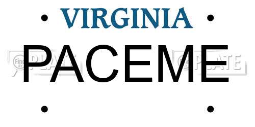 PACEME Virginia License Plate