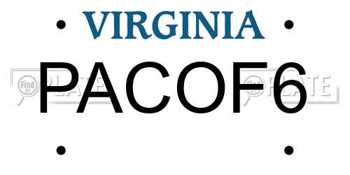 PACOF6 Virginia License Plate