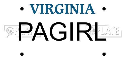 PAGIRL Virginia License Plate
