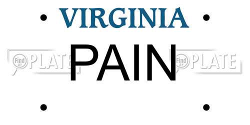 PAIN Virginia License Plate