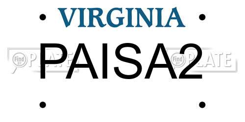 PAISA2 Virginia License Plate