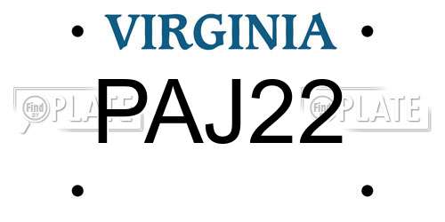 PAJ22 Virginia License Plate