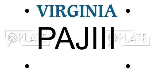 PAJIII Virginia License Plate