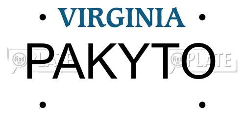 PAKYTO Virginia License Plate