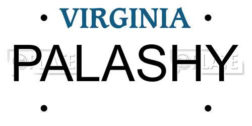 PALASHY Virginia License Plate