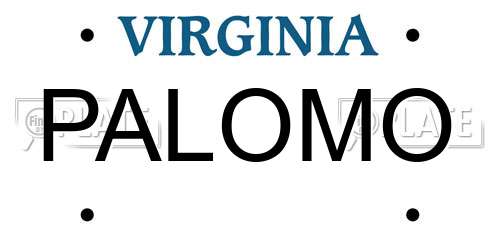 PALOMO Virginia License Plate