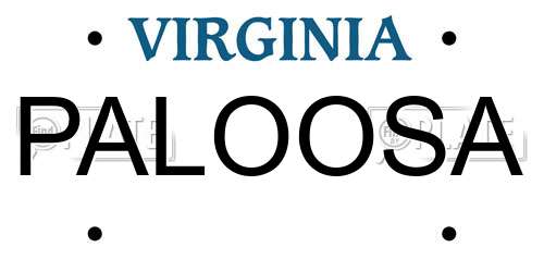 PALOOSA Virginia License Plate