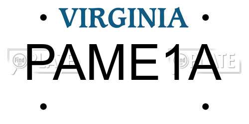 PAME1A Virginia License Plate