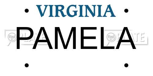 PAMELA Virginia License Plate