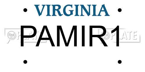 PAMIR1 Virginia License Plate